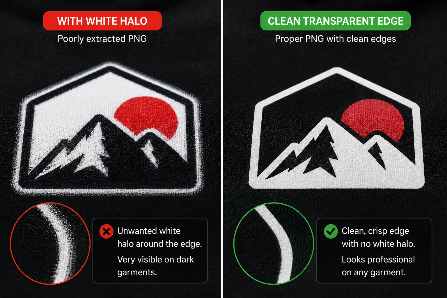 Watch out for white edges and halos Watch out for white edges and halos